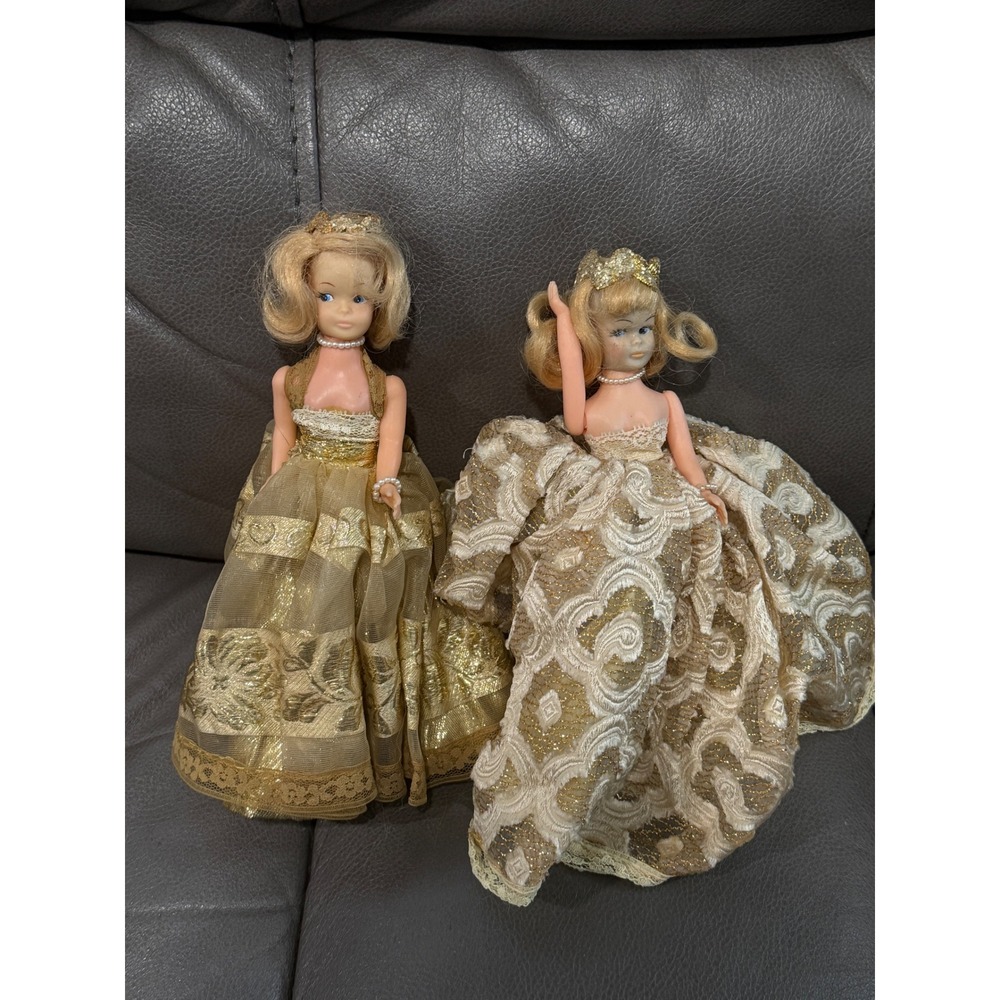 Vintage‎ Doll Lot 2 Blonde Princess Gown Crowns Made in Hong Kong Collectible